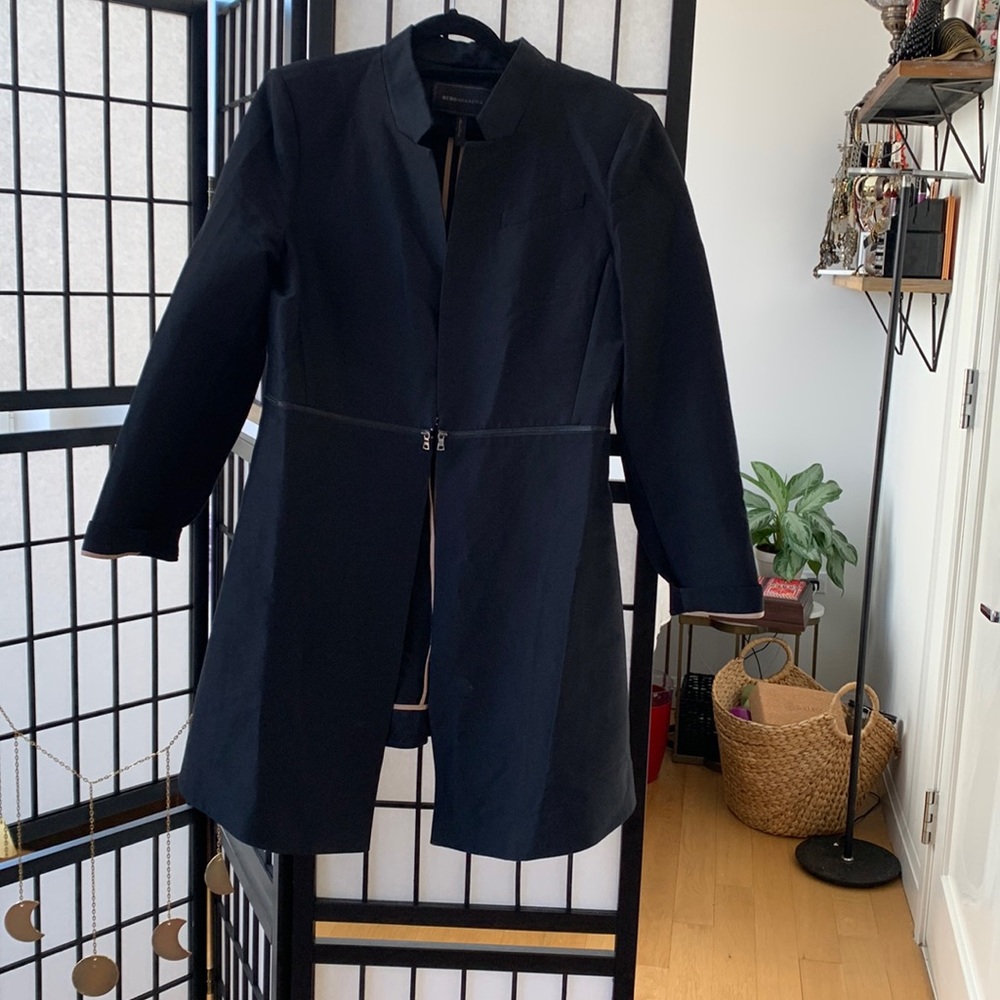 Long Zara blazer with zipper trip at waist